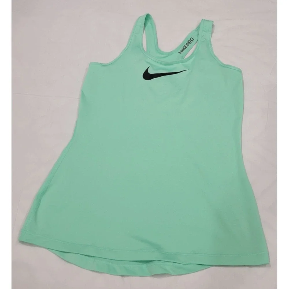 Nike Pro Dri-Fit Tank Womens Medium Green Racerback Running Gym TrainingEUC